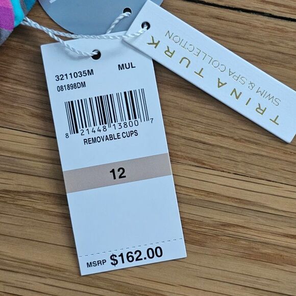 Trina Turk Louvre Stripe Reversible High Neck One Piece Swimsuit Size 12 - Picture 8 of 16